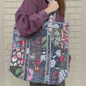 Floral Quilted Patchwork Tote Bag